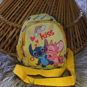Stitch & Angel Mini Backpack - Yellow 'Kiss' Graphic